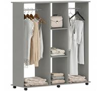 HOMCOM Armadio mobile 6 ruote 120x40x128cm Grigio | Armadio in legno