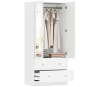 HOMCOM Armadio Moderno con Specchio 80x50x180cm Bianco