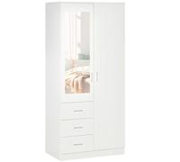 HOMCOM Armadio Moderno Guardaroba 2 Ante con Specchio e 3 Cassetti Bianco