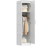 HOMCOM Armadio Multiuso con Asta Appendiabiti, Ripiano, Porta a Chiusura Dolce 40 x 52 x 180 cm Bianco Aosom Italy