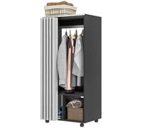 HOMCOM Armadio penderie Armadio di Archiviazione Mobile con tenda, Pannelli di Particelle, stanghetta di sospensione, nero