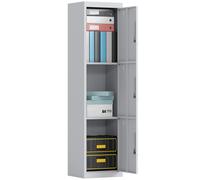 HOMCOM Armadio per Ufficio a 3 Porte Indipendenti in Acciaio Bianco