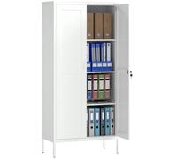 HOMCOM Armadio per Ufficio a 3 Ripiani Regolabili in Acciaio 80x40x175 cm Bianco