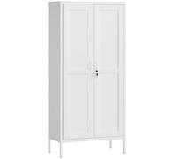 HOMCOM Armadio per Ufficio in Acciaio a 3 Ripiani Regolabili con Serratura e 2 Chiavi, 80x40x175 cm, Bianco Aosom Italy