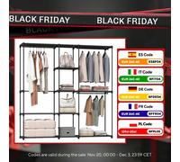 Homcom Armadio per vestiti 182X43X185 cm Armadio aperto con 8 ripiani in tessuto Aste per appendere Struttura in metallo