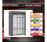 Homcom Armadio pieghevole in tessuto, armadio portatile con asta sospesa, 6 ripiani, struttura in acciaio, per camera da letto, spogliatoio