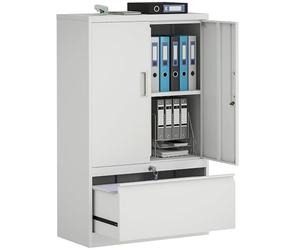HOMCOM Armadio Portadocumenti 2 Ante in Acciaio con Serratura Bianco