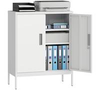 HOMCOM Armadio Portadocumenti a 2 Ante in Acciaio 80x40x100 cm Bianco