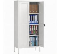 HOMCOM Armadio Portadocumenti a 2 Ante in Acciaio 80x40x175 cm Bianco
