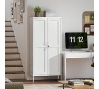 HOMCOM Armadio Portadocumenti a 2 Ante in Acciaio, Schedario da Ufficio con Ripiani Regolabile e Serratura, Mobiletto Multiuso Portaoggetti, per Ufficio Studio Casa, 80x40x175 cm, Bianco Il nostro arm