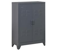 HOMCOM Armadio Portadocumenti a 2 Ante in Metallo 75x33x110 cm Grigio | Schedario da Ufficio, Ripiani Regolabile a 17 Altezze, Mobiletto Multiuso Portaoggetti, per Ufficio Studio Casa Garage