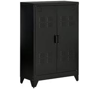 HOMCOM Armadio Portadocumenti a 2 Ante in Metallo 75x33x110 cm Nero | Schedario da Ufficio, Ripiani Regolabile a 17 Altezze, Mobiletto Multiuso Portaoggetti, per Ufficio Studio Casa Garage