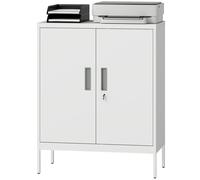 HOMCOM Armadio Portadocumenti a 2 Ripiani Regolabili in Acciaio Bianco