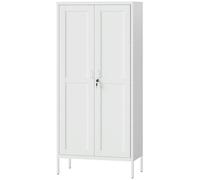 HOMCOM Armadio Portadocumenti a 3 Ripiani Regolabili in Acciaio Bianco