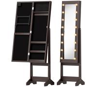HOMCOM Armadio portagioie con specchio, scomparti e illuminazione LED, marrone scuro Aosom Italy