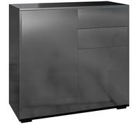HOMCOM Armadio portaoggetti credenza cassettiera con 2 cassetti e 2 armadi con ante ripiani regolabili per soggiorno, cucina, camera da letto, 79 x 36 x 74 cm, nero lucido