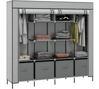 HOMCOM Armadio Portatile con 10 Ripiani 166x42.5x169.5cm Grigio Scuro