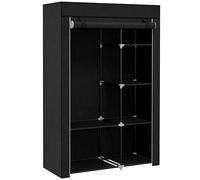 HOMCOM Armadio Portatile in Tessuto non Tessuto, Acciaio e PP, Armadio Guardaroba Salvaspazio con 6 Ripiani Aperti, 1 Appendino e Porta a Cerniera, 103x43x162.5 cm, Nero