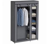 HOMCOM Armadio Portatile con Barra Appendiabiti e 5 Scomparti, Grigio