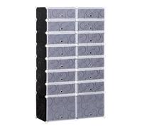 HOMCOM Armadio Scarpiera Salvaspazio Multiuso 95x37x160cm Bianco e Nero | Scarpiera da Ingresso in Plastica, Armadio Modulare per Salotto e Ingressi, Scaffale Portascarpe