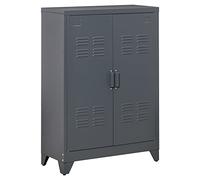 HOMCOM Armadio Ufficio a 3 Livelli con 2 Ripiani Regolabili, Armadio in Metallo Portadocumenti con 2 Ante, per Casa, Ufficio e Garage, 75x33x110cm, Grigio