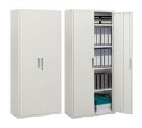HOMCOM Armadio Ufficio a 5 Livelli 2 Ante Serratura 80x40x180 cm Bianco