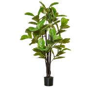 Homcom Artificiale Ficus 130 cm con 78 Foglie e Vaso per Soggiorno Ufficio Verde