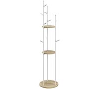 HOMCOM Attaccapanni da ingresso 40x167 cm Naturale e Bianco