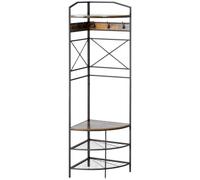 HOMCOM Attaccapanni da Terra con Ganci, Mobile Ingresso Appendiabiti da Terra Angolare con Panca e Scarpiera, Mensola in Stile Industriale, 50x50x183cm, Marrone