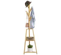 HOMCOM Attaccapanni in legno di bambù 46x46x175 cm Naturale