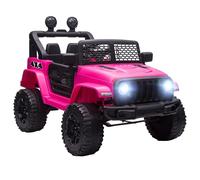 HOMCOM Auto elettrica Bambino Propulsione posteriore 12 V 5 Km/h Max. telecomando Incluse Effetti Luminosi sonori dim. 100L x 65L x 72H cm Rosa