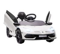 HOMCOM Auto Elettrica per Bambini con Clacson e Telecomando, Macchina a 12V Licenza Lamborghini, 107.5x63x42 cm, Bianca Aosom Italy