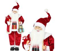 HOMCOM Babbo Natale Animato 120cm con Musica, Danza e Regali, Braccia Regolabili