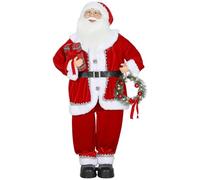 HOMCOM Babbo Natale Animato Che Canta e Balla, Babbo Natale Alto 120 cm Cantante e Ballerino con Braccia Regolabili, Decorazione Natalizia a Batteria, Attivazione con Suono, Costume Rosso e Occhiali