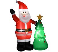 HOMCOM Babbo Natale Gonfiabile 150cm con Albero, Decorazione Natalizia