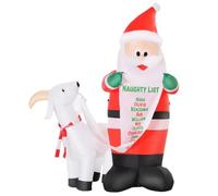 HOMCOM Babbo Natale Gonfiabile 180cm con Capretta e Luci LED Integrate | Decorazione Natalizia da Esterno