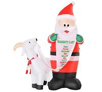 HOMCOM Babbo Natale Gonfiabile 180cm con Capretta, Luci LED Integrate, Decorazione Natalizia da Esterno