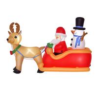 HOMCOM Babbo Natale Gonfiabile con Slitta Renna Pupazzo di Neve e Luci LED