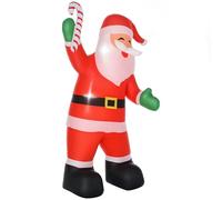 HOMCOM Babbo Natale Gonfiabile da Esterno 243cm, Addobbi Gionfiabili di Natale, Decorazione Natalizia con Bastoncino di Zucchero, 2 Luci a LED, Impermeabile IP44