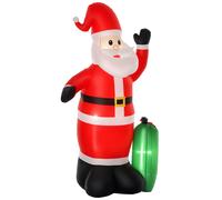 HOMCOM Babbo Natale Gonfiabile Luminoso 240cm con Sacco Regali e Luci LED