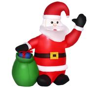 HOMCOM Babbo Natale Gonfiabile luminoso a LED in Poliestere 70 x 45 x 120cm con Ventilatore Rosso Aosom