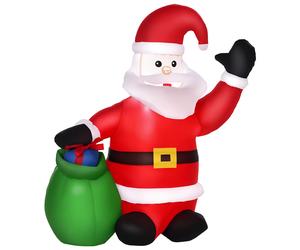 HOMCOM Babbo Natale Gonfiabile luminoso a LED in Poliestere 70 x 45 x 120cm con Ventilatore Rosso Aosom
