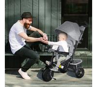 HOMCOM baby triciclo 6 in 1 con borsa per mamma e portabottiglie grigio