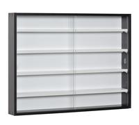 HOMCOM Bacheca per Collezionismo a 5 Ripiani Mensole Regolabili in Legno Nero