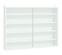 HOMCOM Bacheca Portaoggetti a 5 Ripiani Regolabili, Vetrina a Muro in Vetro e Truciolato, 80x9.5x60 cm, Bianco