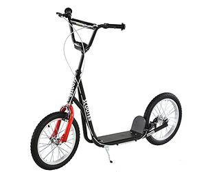 HOMCOM Bambini Scooter Scooter a pedali City Scooter Kickscooter Scooter bambini Kickboard con pneumatici e freno a mano Scooter bambini impermeabile pieghevole da 5 anni 16 pollici Nero 139 x 58 x