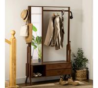 HOMCOM bamboo rack con panca a specchio 2 cassetti 4 ganci 113x33x169,5 cm