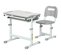 HOMCOM Banchetto Scuola Inclinabile 45° e Sedia ad Altezza Regolabile Rosa