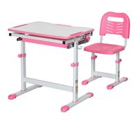 HOMCOM Banchetto Scuola Inclinabile 45° e Sedia ad Altezza Regolabile Rosa