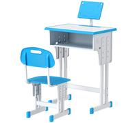 HOMCOM Banchetto Scuola per Bambini 6-12 Anni Sedia Altezza Regolabile Blu